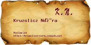 Kruzslicz Nóra névjegykártya